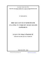 Hiệu quả sản xuất kinh doanh của công ty trách nhiệm hữu hạn MTV dược sài gòn (sapharco) 