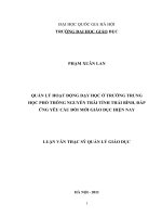 Quản lý hoạt động dạy học ở trường trung học phổ thông nguyễn trãi tỉnh thái bình, đáp ứng yêu cầu đổi mới giáo dục hiện
