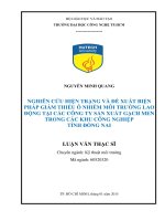 Nghiên cứu hiện trạng và đề xuất biện pháp giảm thiểu ô nhiễm môi trường lao động tại các công ty sản xuất gạch men trong các khu công nghiệp tỉnh đồng nai 