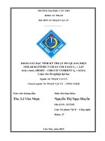 khảo sát đặc tính kỹ thuật pin quang điện (solar battery 5 cells voltage u0 2,4v 6cm x 6cm, short – circuit current ik  0,32a)