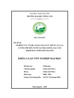 Nghiên cứu về khả năng sản xuất trứng của gà lương phượng nuôi tại trại giống gia cầm thịnh đán, tỉnh thái nguyên