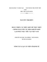 Hoàn thiện các điều kiện để thực hiện chính sách tiền tệ theo khuôn khổ lạm phát mục tiêu tại việt nam (TT)