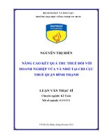 Nâng cao kết quả thu thuế đối với doanh nghiệp vừa và nhỏ tại chi cục thuế quận bình thạnh 