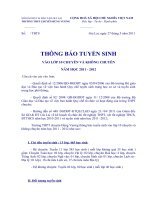 Thông báo thời gian tổ chức kỳ thi vào lớp 10 Chuyên và Không Chuyên  Trường Chuyên Hùng Vương  Gia Lai năm học 2011 2012