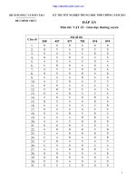 Đáp án đề thi lý tốt nghiệp THPT 2011