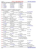 UNIT 1: THE HOME LIFE