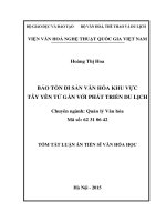 Bảo tồn di sản văn hóa khu vực tây yên tử gắn với phát triển du lịch (TT)