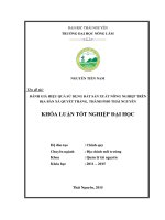 ĐÁNH GIÁ HIỆU QUẢ sử DỤNG đất sản XUẤT NÔNG NGHIỆP TRÊN địa bàn xã QUYẾT THẮNG, THÀNH PHỐ THÁI NGUYÊN