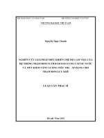 Nghiên cứu giải pháp điều khiển chế độ làm việc của hệ thống trạm bơm tưới đảm bảo cung cấp đủ nước và tiết kiệm năng lượng tiêu thụ. Áp dụng cho tram bơm Lưu Khê
