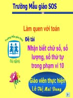Đề tài nhận biết chữ số, số lượng, số thự tự trong phạm vi mười 