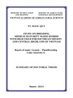 summary of doctoral thesis study on breeding medium maturity maize hybrid with high yield for southeast region and central highland of vietnam 