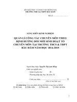 SÁNG KIẾN KINH NGHIỆM QUẢN lí CÔNG tác CHUYÊN môn THEO ĐỊNH HƯỚNG đổi mới SINH HOẠT tổ CHUYÊN môn tại TRƯỜNG THCS  THPT bàu hàm năm học 2014 2015 