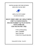 HOÀN THIỆN HIỆU QUẢ HOẠT ĐỘNG CHO VAY KHÁCH HÀNG DOANH NGHIỆP TẠI NGÂN HÀNG VIETCOMBANK CHI NHÁNH PHÚ THỌ