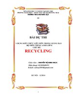 Bài dự thi vận dụng kiến thức liên môn trong giảng dạy bộ môn tiếng anh lớp 8 chủ đề RECYCLING