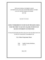 using worksheets to develop speaking skill for the first year non major students of hanoi university of industry 