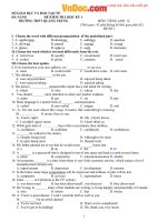 Bộ đề kiểm tra học kì 1 môn tiếng anh lớp 12 trường THPT quang trung, đà nẵng đề thi học kì 1 môn tiếng anh lớp 12 có đáp án