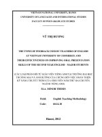 the types of feedback used by teachers of english at vietnam university of commerce and their effectiveness on improving oral presentation skills of the second year – english major students  