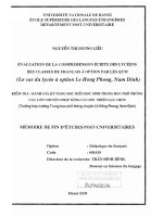 evaluation de la comprehension ecrite des lyceens des classes de français a option par les qcm le cas du lycee a option le hong phong nam dinh 