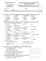 ĐỀ KIỂM TRA HỌC KỲ I TIENG ANH 8  BĂC GIANG