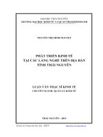 Phát triển kinh tế tại các làng nghề trên địa bàn tỉnh thái nguyên