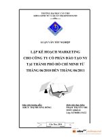 lập kế hoạch marketing cho công ty cổ phần đào tạo ny tại thành phố hồ chí minh từ tháng 062010 đến tháng 062011