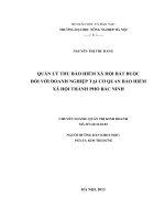 Quản lý thu bảo hiểm xã hội bắt buộc đối với doanh nghiệp tại cơ quan bảo hiểm xã hội thành phố bắc ninh