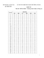 Đáp án Tiếng Pháp TNPT 2011