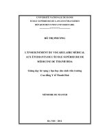 l enseignement du vocabulaire medical aux etudiants de lecole superieure de medecine de thanh hoa  