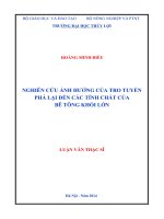 Nghiên cứu ảnh hưởng của tro tuyển phả lại đến các tính chất của bê tông khối lớn 