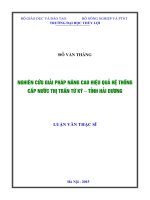 Nghiên cứu giải pháp nâng cao hiệu quả hệ thống cấp nước thị trấn tứ kỳ tỉnh hải dương 