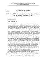 skkn GIÁO dục kĩ NĂNG SỐNG CHO học SINH yếu – kém QUA câu lạc bộ học SINH THÂN THIỆN 