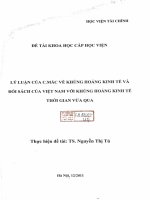 Lý luận của c.mác về khủng hoãng kinh tế và đối sách của việt nam với khủng hoãng kinh tế thời gian vừa qua