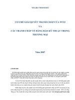 cơ chế giải quyết tranh chấp của WTO các TRANH CHẤP về HÀNG rào kỹ THUẬT TRONG THƯƠNG mại