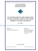 an investigation on the satisfaction of the learnersí needs in the course american culture and society