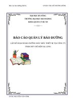 LẬP kế HOẠCH BẢO DƯỠNG MÁY MÓC THIẾT BỊ TẠI CÔNG TY TNHH MTV đồ hộp HẠ LONG