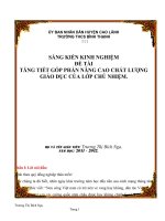 skkn tăng tiết để góp phần nâng cao chất lượng giáo dục của lớp chủ nhệm 