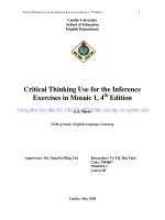 critical thinking use for the inference exercises in mosaic 1, 4th edition
