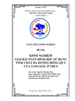 SKKN kinh nghiệm giải bài toán hình học sử dụng tính chất ba đường đồng quy của tam giác ở THCS  