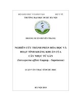 Nghiên cứu thanh fphần hóa học và hoạt tính kháng khuẩn của cây nhục tử gần (sarcosperma affinis gagnep   sapotaceae) 