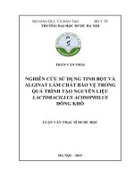 Nghiên cứu sử dụng tinh bột và alginat làm chất bảo vệ trong quá trình tạo nguyên liệu lactobacillus acidophilus đông khô 