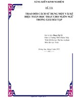 SKKN trao đổi cách sử dụng một vài kí hiệu toán học thay cho ngôn ngữ trong giải bài tập   