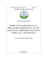 Nghiên cứu đặc điểm thực vật và phân lập một số hợp chất từ cây tốc thằng cáng (anodendron paniculatum (roxb ) a  DC    apocynaceae) 
