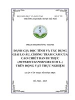 Đánh giá độc tính và tác dụng giải lo âu, chống trầm cảm của cao chiết ban di thực (hypericum perforatum l ) trên động vật thực nghiệm 