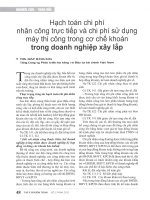 Hạch toán chi phí nhân công trực tiếp và chi phí sử dụng máy thi công trong cơ chế khoán trong doanh nghiệp xây lắp 