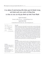Các nhân tố ảnh hưởng đến hiệu quả kỹ thuật trong mô hình nuôi xen canh cá bống bớp và tôm sú của các hộ gia đình tại tỉnh nam định 