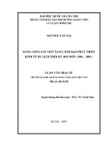 đảng cộng sản việt nam lãnh đạo phát triển kinh tế du lịch thời kỳ đổi mới 1986 2001  