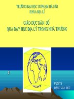 Giáo dục dân số qua dạy học địa lí trong nhà trường