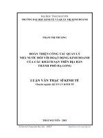 Hoàn thiện công tác quản lý nhà nước đối với hoạt động kinh doanh của các khách sạn trên địa bàn thành phố Hạ Long