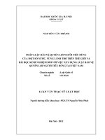 pháp luật bảo vệ quyền lời người tiêu dùng của một số nước vùng lãnh thổ trên thế giới và bài học kinh nghiệm đối với việc xây dựng luật bảo vệ quyền lợi người tiêu dùng 