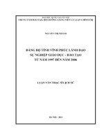 đảng bộ tỉnh vĩnh phúc lãnh đạo sự nghiệp giáo dục đào tạo tu nam 1997 den nam 2006 
